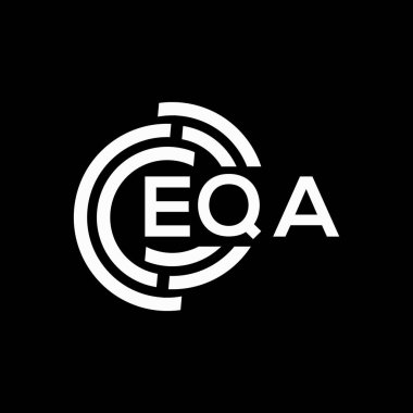 Siyah arka planda EQA harf logosu tasarımı. EQA yaratıcı harf logosu konsepti. EQA harf tasarımı.