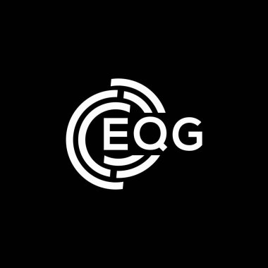 Siyah arkaplanda EQG harf logosu tasarımı. EQG yaratıcı harflerin baş harfleri logo kavramı. EQG harf tasarımı.