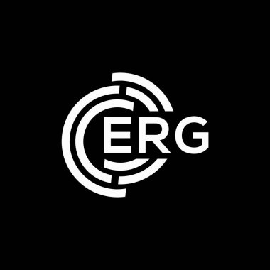 Siyah arka planda ERG harf logosu tasarımı. ERG yaratıcı harflerin baş harfleri logo kavramı. ERG harf tasarımı.
