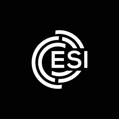 Siyah arka planda ESI harf logosu tasarımı. ESI yaratıcı harflerin baş harfleri logo kavramı. ESI harf tasarımı.