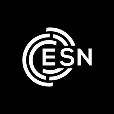 Siyah arka planda ESN harf logosu tasarımı. ESN yaratıcı harflerin baş harfleri logo kavramı. ESN harf tasarımı.