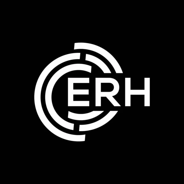 Diseño Del Logotipo Letra Erh Sobre Fondo Negro Erh Iniciales — Vector de stock