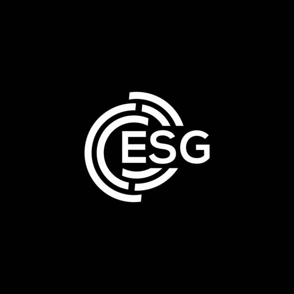 Siyah arkaplanda ESG harfi logo tasarımı. ESG yaratıcı harflerin baş harfleri logo kavramı. ESG harf tasarımı.