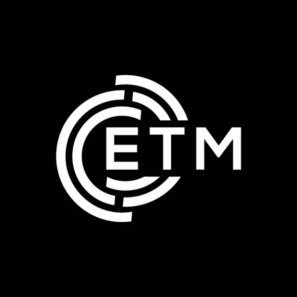 Etm Дизайн Літер Чорному Тлі Творчі Ініціали Etm Поняття Логотипу — стоковий вектор