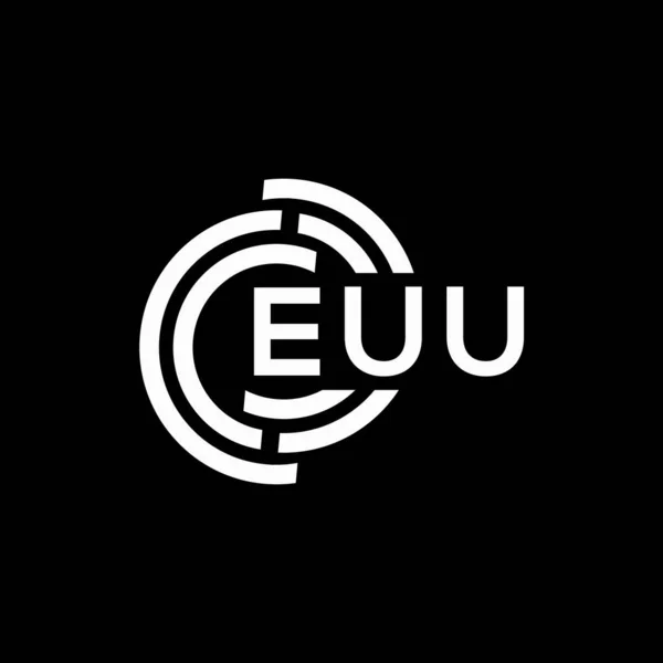 Euu Brev Logotyp Design Svart Bakgrund Euu Kreativa Initialer Brev — Stock vektor