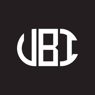 Siyah arka planda UBI harf logosu tasarımı. UBI yaratıcı harfler logosu konsepti. UBI harf tasarımı.