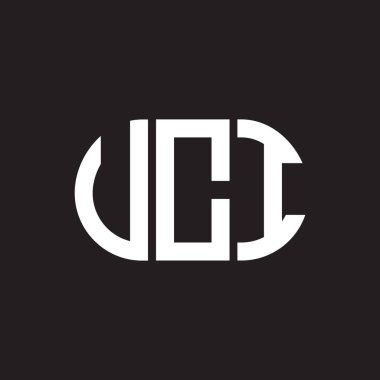 UCI harf logosu tasarımı siyah arka planda. UCI yaratıcı harfler logosu konsepti. UCI harf tasarımı.