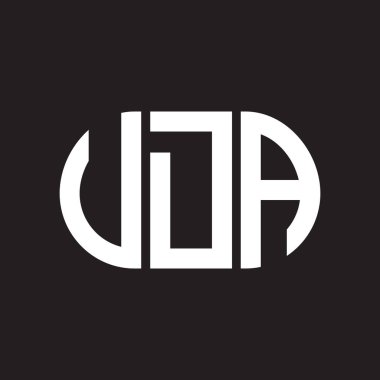 Siyah arka planda UDA harf logosu tasarımı. UDA yaratıcı harf logosu konsepti. UDA harf tasarımı.