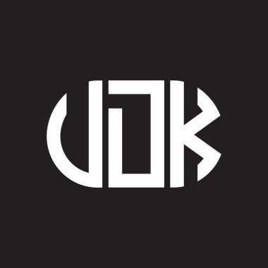 Siyah arka planda UDK harf logosu tasarımı. UDK yaratıcı harflerin baş harfleri logo kavramı. UDK harf tasarımı.