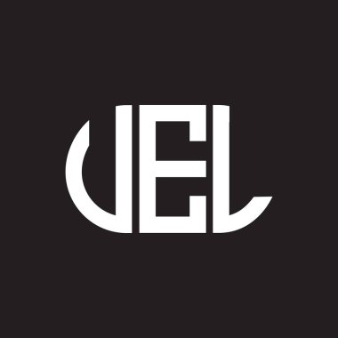 Siyah arkaplanda UEL harf logosu tasarımı. UEL yaratıcı harfler logosu konsepti. UEL harf tasarımı.