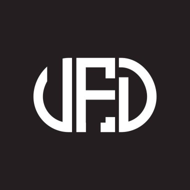 Siyah arka planda UFD harf logosu tasarımı. UFD yaratıcı harflerin baş harfleri logo kavramı. UFD harf tasarımı.