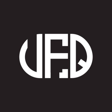 Siyah arka planda UFQ harf logosu tasarımı. UFQ yaratıcı harflerin baş harfleri logo kavramı. UFQ harf tasarımı.