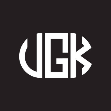 Siyah arka planda UGK harf logosu tasarımı. UGK yaratıcı harflerin baş harfleri logo kavramı. UGK harf tasarımı.