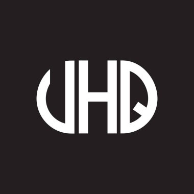 Siyah arka planda UHQ harf logosu tasarımı. UHQ yaratıcı harflerin baş harfleri logo kavramı. UHQ harf tasarımı.