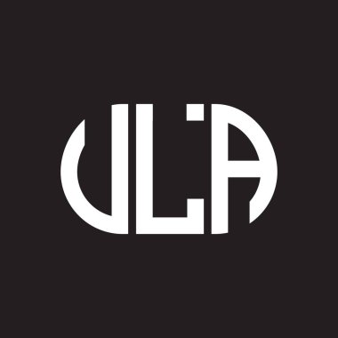 Siyah arka planda ULA harf logosu tasarımı. ULA yaratıcı harfler logosu konsepti. ULA harf tasarımı.