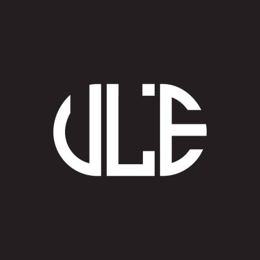 Siyah arkaplanda ULE harf logosu tasarımı. ULE yaratıcı harfler logosu konsepti. ULE harf tasarımı.