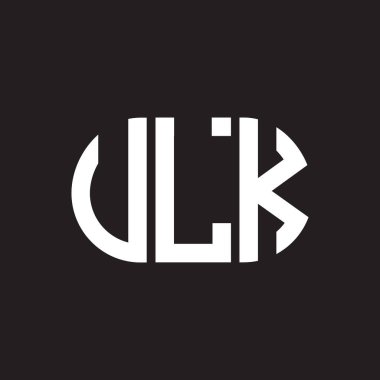 Siyah arkaplanda ULK harf logosu tasarımı. ULK yaratıcı harflerin baş harfleri logo kavramı. ULK harf tasarımı.