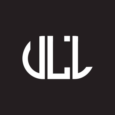 Siyah arkaplanda ULL harf logosu tasarımı. Yaratıcı baş harfler logo konsepti. ULL harf tasarımı.