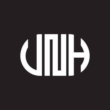 Siyah arka planda UNH harf logosu tasarımı. UNH yaratıcı harflerin baş harfleri logo kavramı. UNH harf tasarımı.