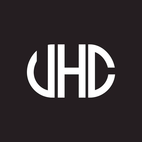 Diseño Del Logotipo Letra Uhc Sobre Fondo Negro Uhc Iniciales — Vector de stock
