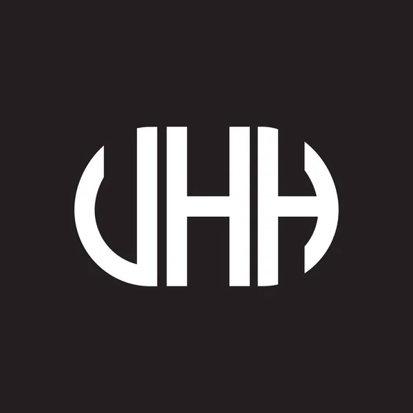 Uhh Brev Logotyp Design Svart Bakgrund Uhh Kreativa Initialer Brev — Stock vektor