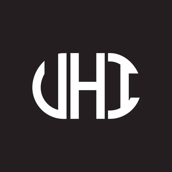 Diseño Del Logo Carta Uhi Sobre Fondo Negro Uhi Iniciales — Archivo Imágenes Vectoriales