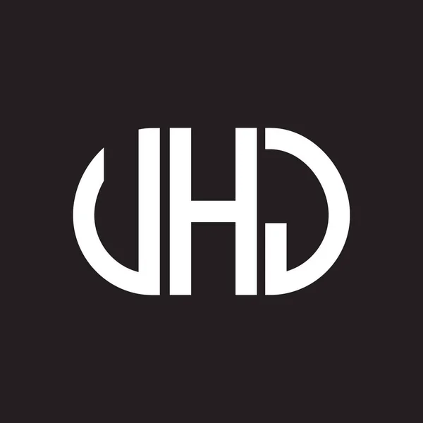 Diseño Del Logotipo Letra Uhj Sobre Fondo Negro Uhj Iniciales — Archivo Imágenes Vectoriales