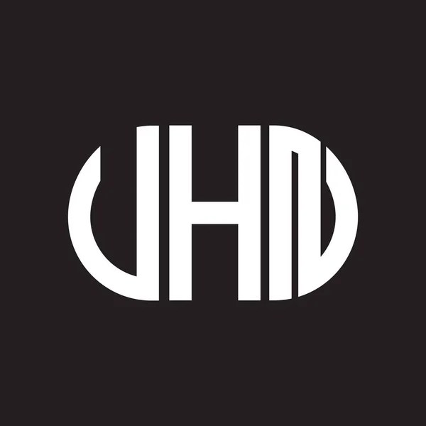 Uhn Brev Logotyp Design Svart Bakgrund Uhn Kreativa Initialer Brev — Stock vektor