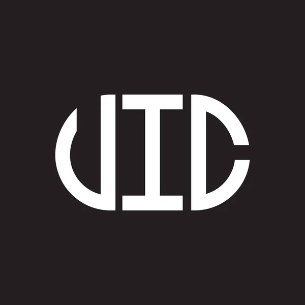 Uic Design Logotipo Carta Fundo Preto Uic Iniciais Criativas Conceito — Vetor de Stock