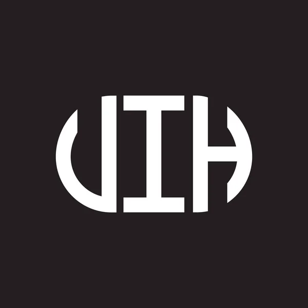 Projekt Logo Litery Uih Czarnym Tle Uih Twórcze Inicjały Koncepcja — Wektor stockowy