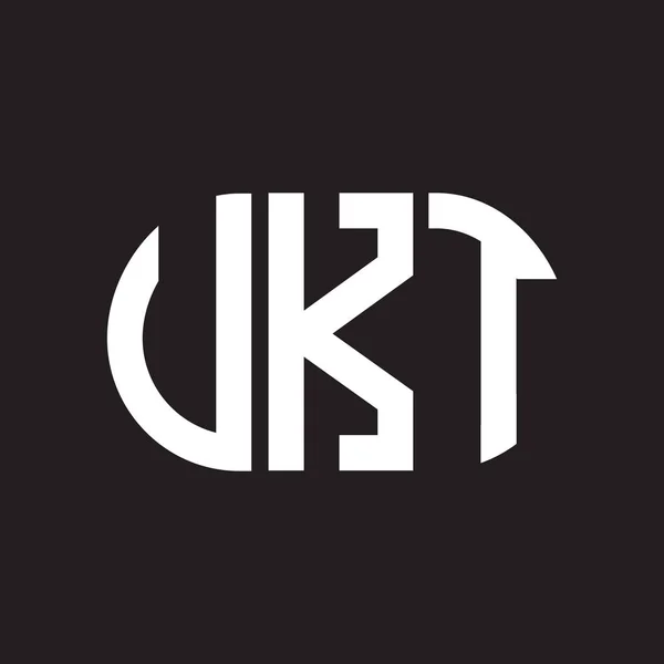 Ukt Design Logotipo Carta Fundo Preto Ukt Iniciais Criativas Conceito — Vetor de Stock