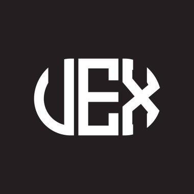 VEX harfli logo tasarımı. VEX monogram harflerin baş harfleri logo kavramı. Siyah arkaplanda VEX harf tasarımı.