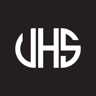 VHS harf logosu tasarımı. VHS monogram harflerin baş harfleri logo konsepti. Siyah arkaplanda VHS harf tasarımı.