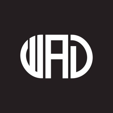 WAD mektup logosu tasarımı. WAD baş harfleri logo konsepti. WAD harf tasarımı siyah arkaplan.