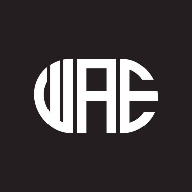 WAE mektup logosu tasarımı. WAE baş harfleri logo konsepti. Siyah arkaplanda WAE harf tasarımı.