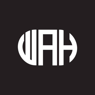 WAH mektup logosu tasarımı. WAH başharflerinin baş harfleri logo konsepti. Siyah arkaplanda WAH harf tasarımı.