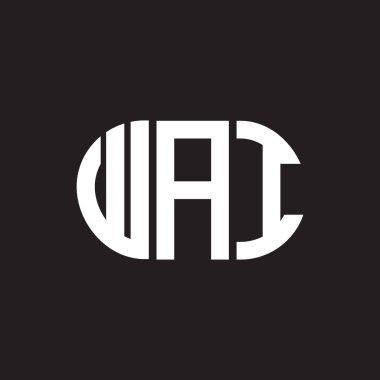 WAI harf logosu tasarımı. WAI başharflerinin baş harfleri logo konsepti. Siyah arkaplanda WAI harf tasarımı.
