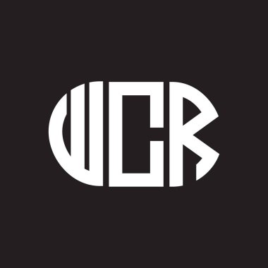 WCR harf logosu tasarımı. WCR başharflerin baş harfleri logo konsepti. Siyah arkaplanda WCR harf tasarımı.
