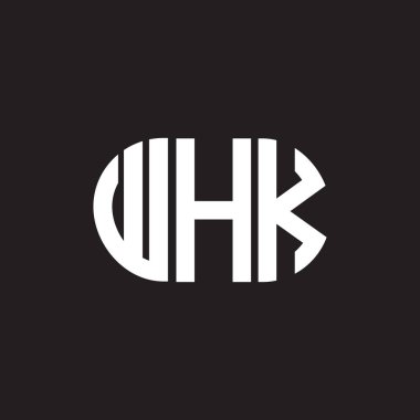 WHK mektup logosu tasarımı. WHK başharflerinin baş harfleri logo konsepti. WHK harf tasarımı siyah arkaplan.