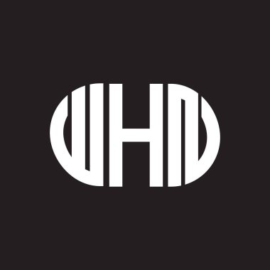 Harf logosu tasarımı. WHN başharflerinin baş harfleri logo konsepti. WHN harf tasarımı siyah arkaplan.