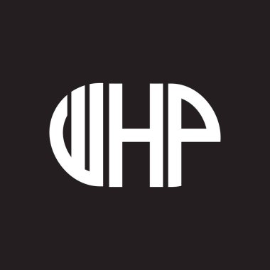 WhP mektup logosu tasarımı. WhP başharflerinin baş harfleri logo konsepti. whP harf tasarımı siyah arkaplan.