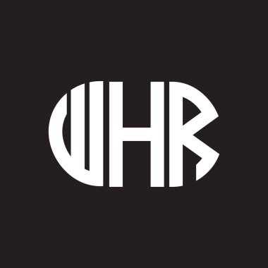 WHR mektup logosu tasarımı. WHR baş harfleri logo konsepti. WHR harf tasarımı siyah arkaplan.
