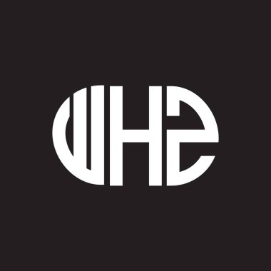 WHZ harf logosu tasarımı. WHZ baş harfleri logo konsepti. WHZ harf tasarımı siyah arkaplan.
