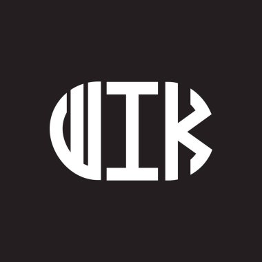WIK mektup logosu tasarımı. WIK monogram harflerin baş harfleri logo kavramı. Siyah arkaplanda WIK harf tasarımı.