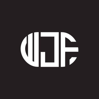 WJF mektup logosu tasarımı. WJF monogram harflerin baş harfleri logo kavramı. Siyah arkaplanda WJF harf tasarımı.