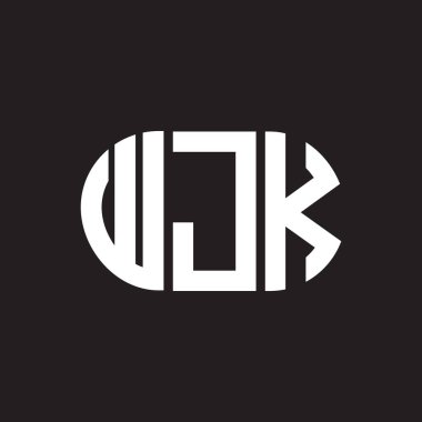 WJK mektup logosu tasarımı. WJK monogram harflerin baş harfleri logo kavramı. Siyah arkaplanda WJK harf tasarımı.