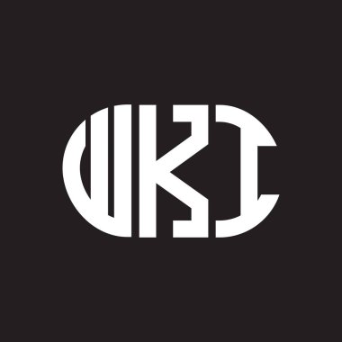 WKI harf logosu tasarımı. WKI monogram harflerin baş harfleri logo kavramı. Siyah arkaplanda WKI harf tasarımı.