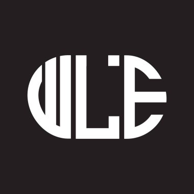 WLE harfli logo tasarımı. WLE monogram harflerin baş harfleri logo kavramı. Siyah arkaplanda WLE harf tasarımı.