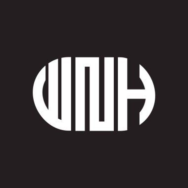 WNH mektup logosu tasarımı. WNH başharflerinin baş harfleri logo konsepti. Siyah arkaplanda WNH harf tasarımı.