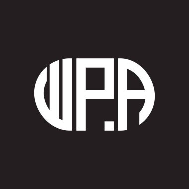 WPA mektup logosu tasarımı. WPA monogram harflerin baş harfleri logo kavramı. Siyah arkaplanda WPA harf tasarımı.